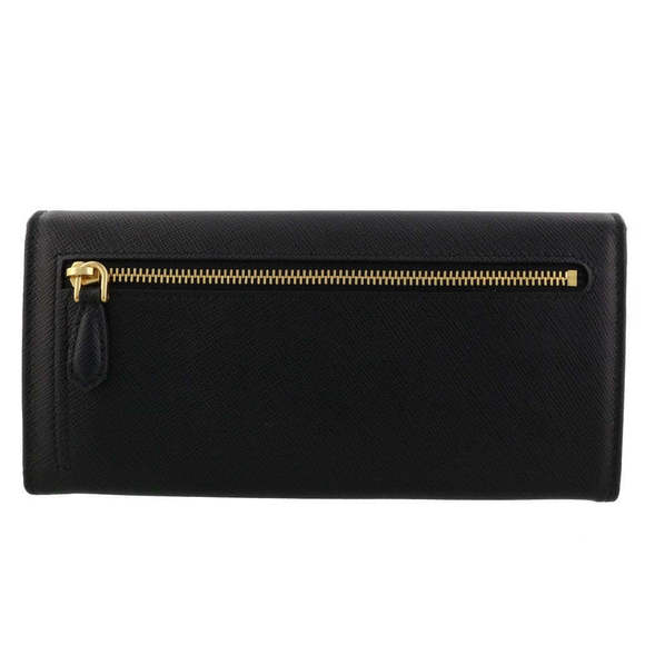 Prada Black Saffiano Leather Triangle Logo Continental - Picture 3 of 6